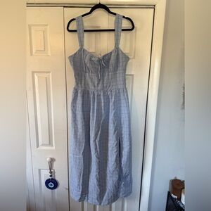 Fashion Nova Light Blue Gingham Midi Sundress